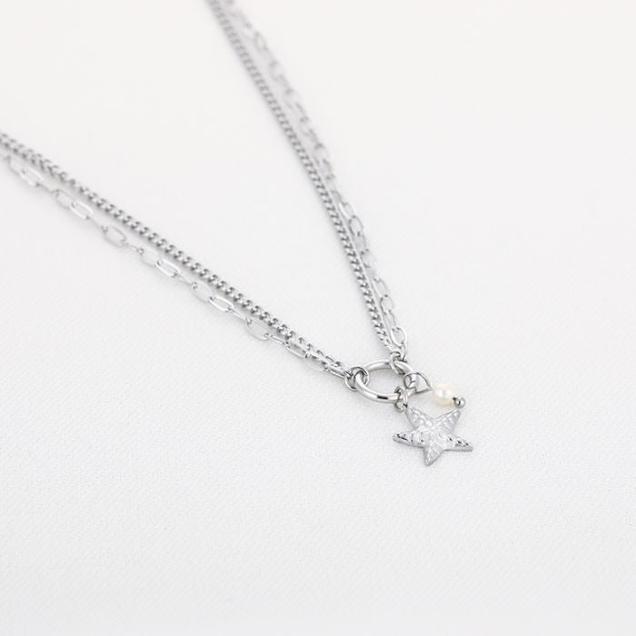 Double Star Ketting | Zilver
