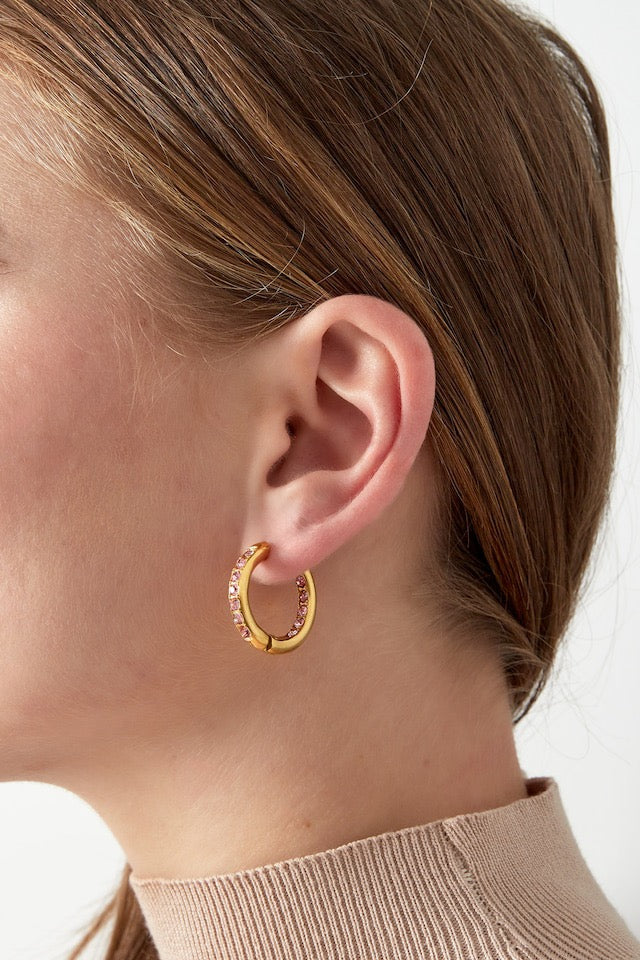 Oorbellen Mia - Roze & goud