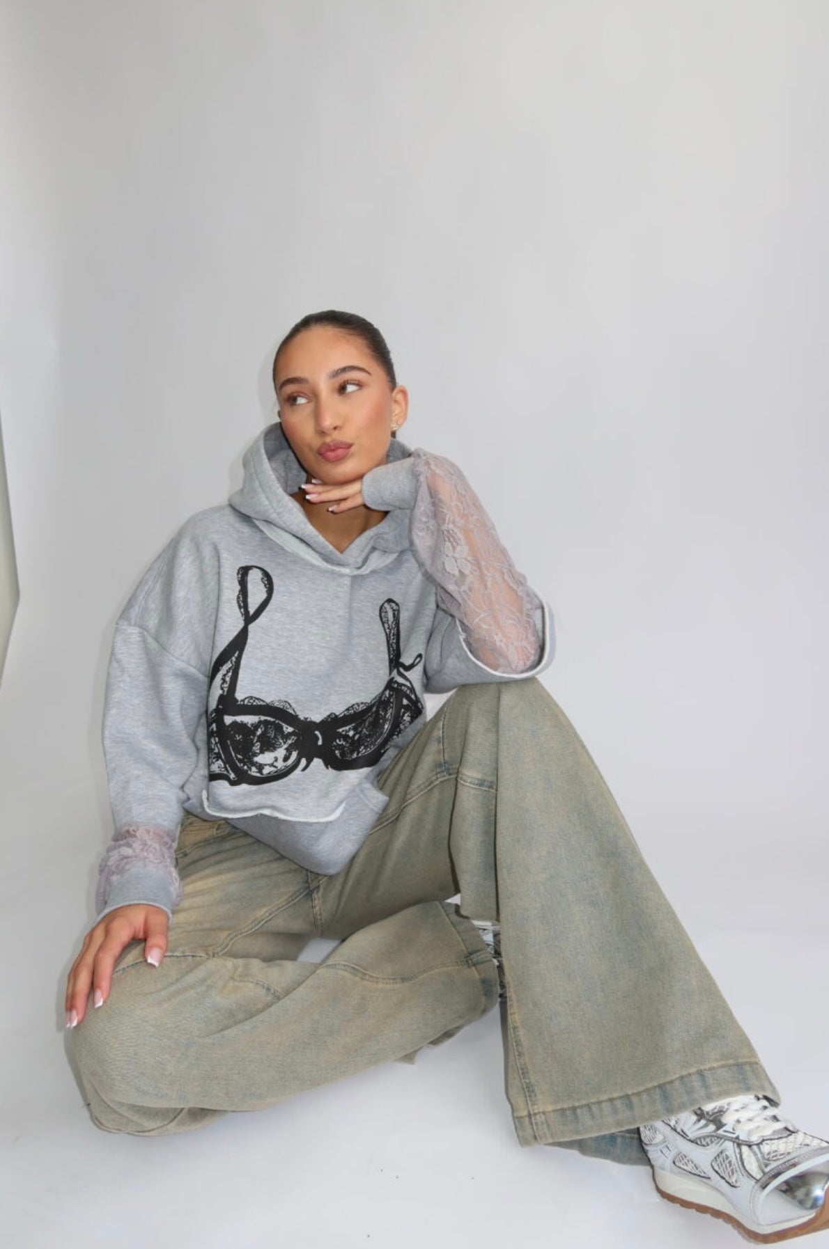 Priority Spice Lace Hoodie - Melange Gray