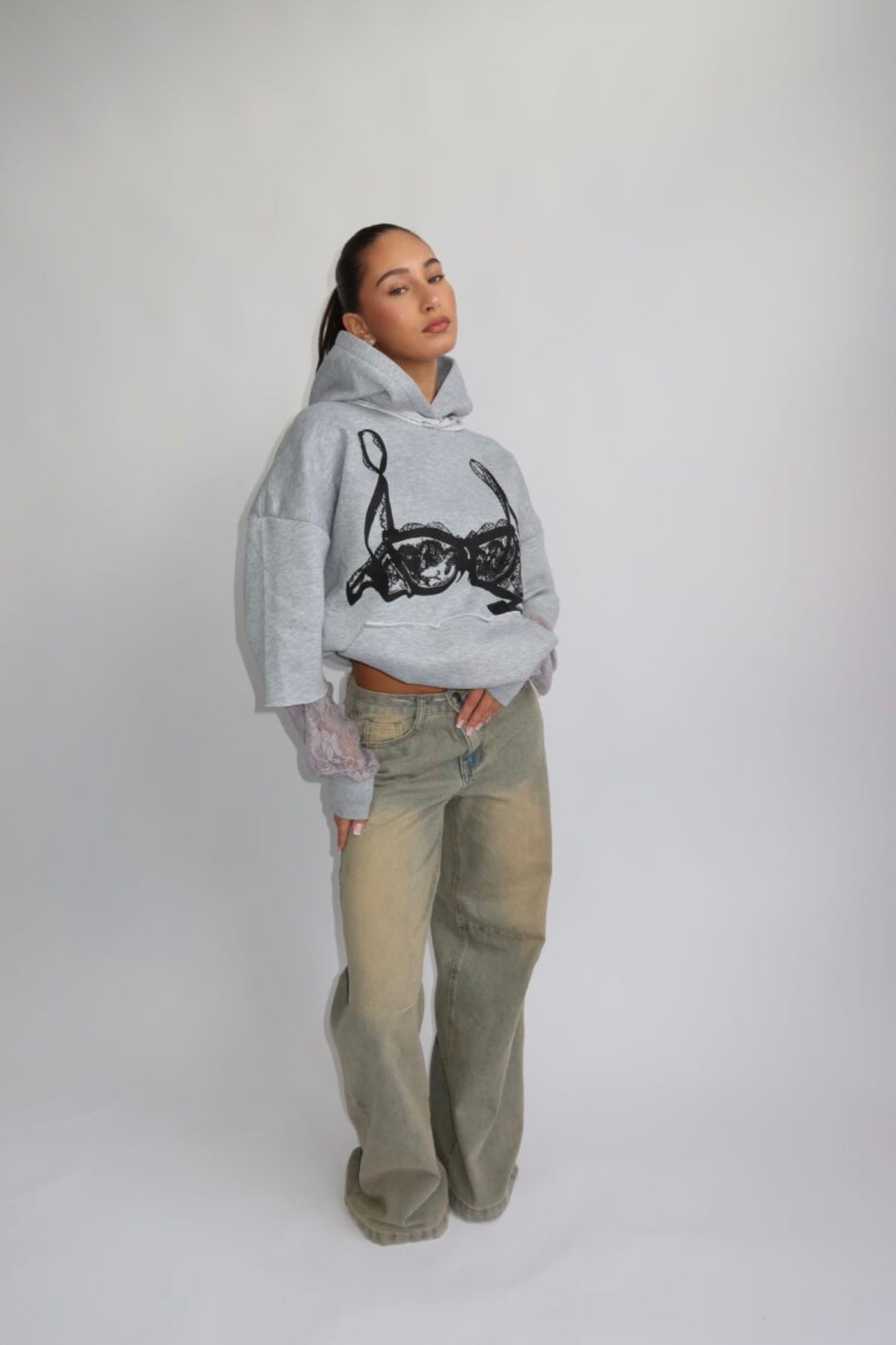 Priority Spice Lace Hoodie - Melange Gray