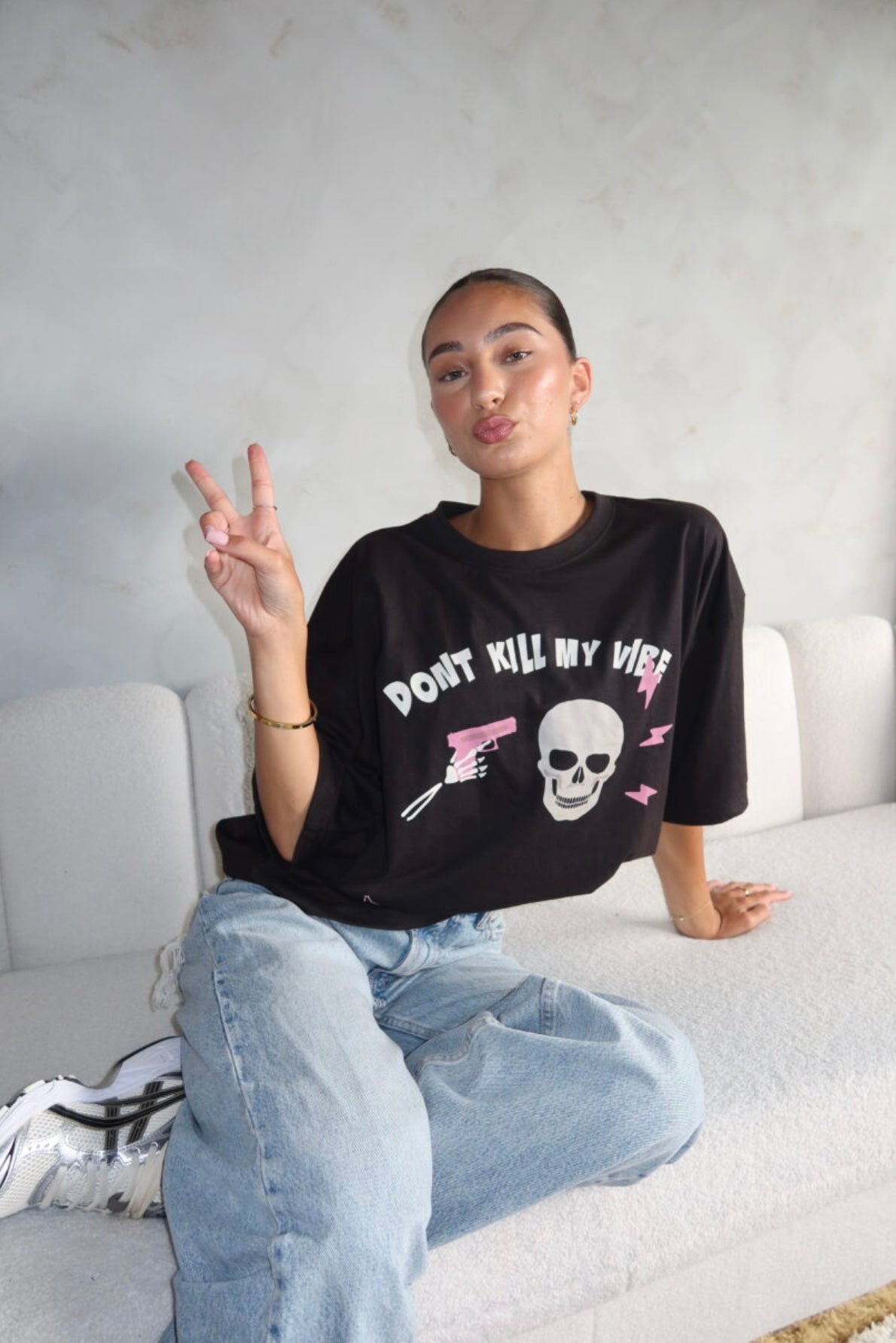 Don’t Kill My Vibe Rhinestone Tee