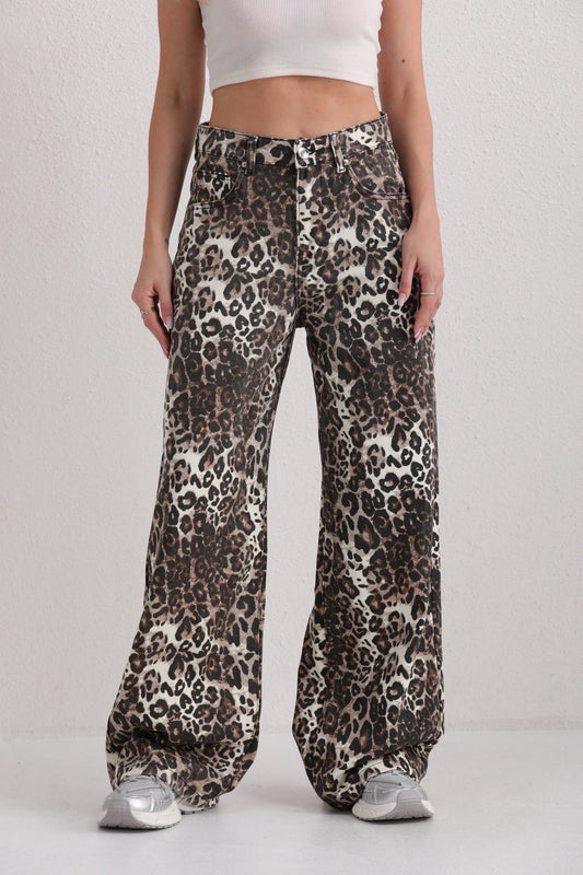 Luca Wide Jeans Leopard - Stretch