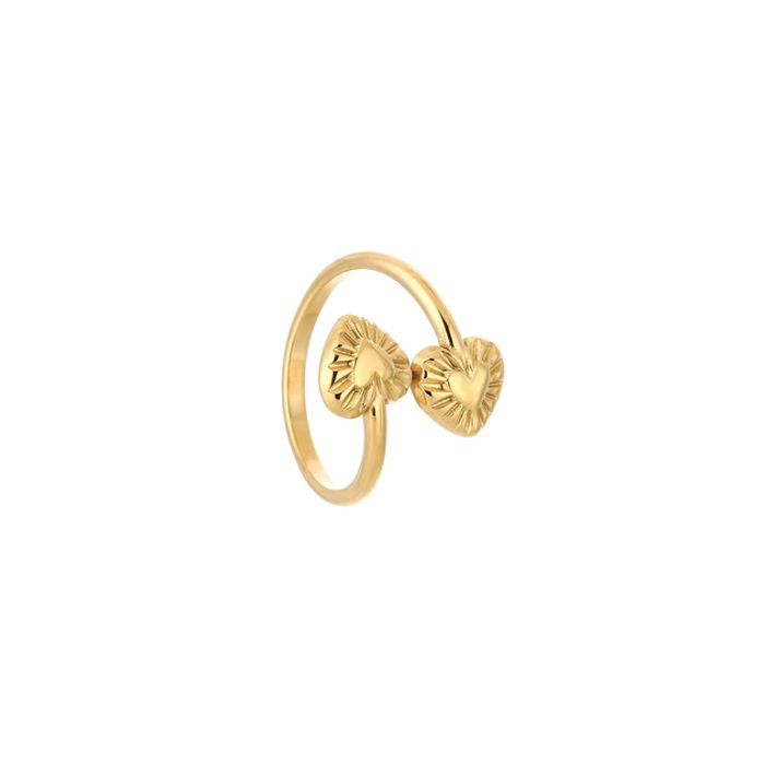 Double Heart Ring | Goud