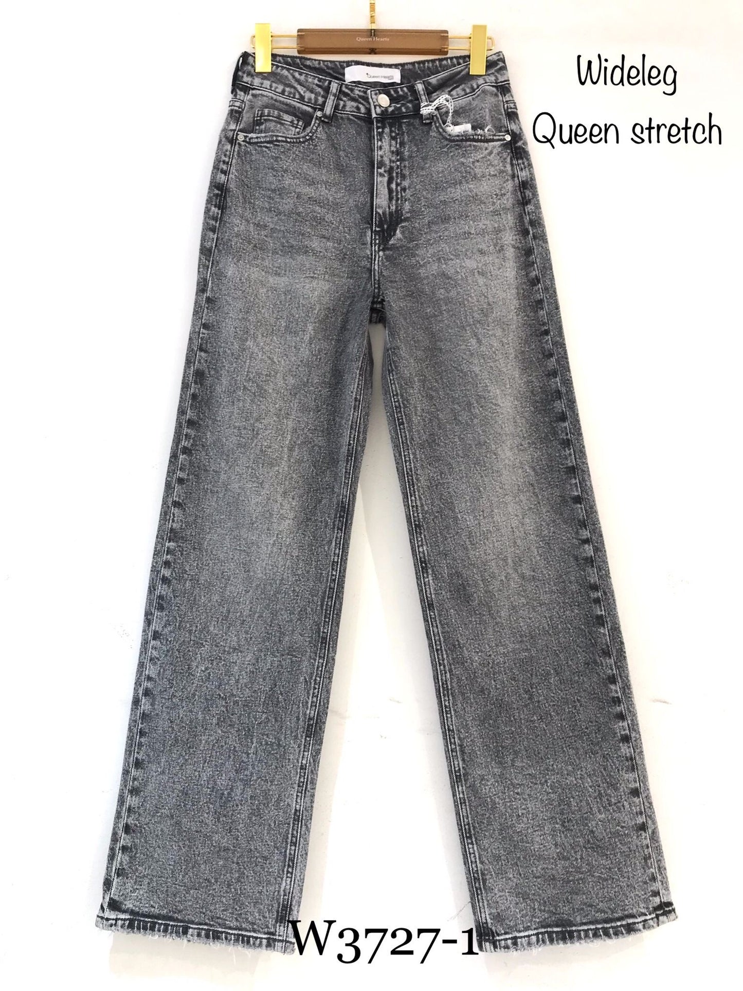 Bella Ripped Wide Leg Jeans - Grijs