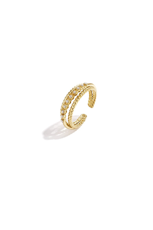 Dubbele ring met steentjes | Goud