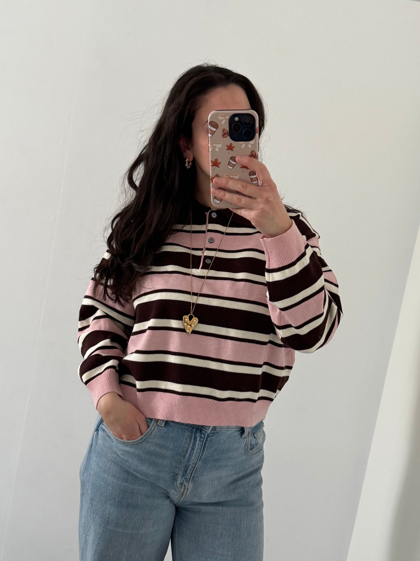 Trui Streep Louise | Brown/Roze