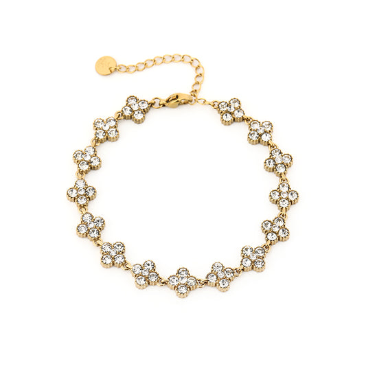 Luxe Shimmer Klaver Armband | White