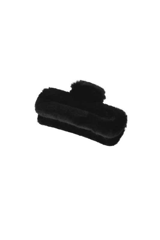 Fluffy Hair Clip Straight - Black