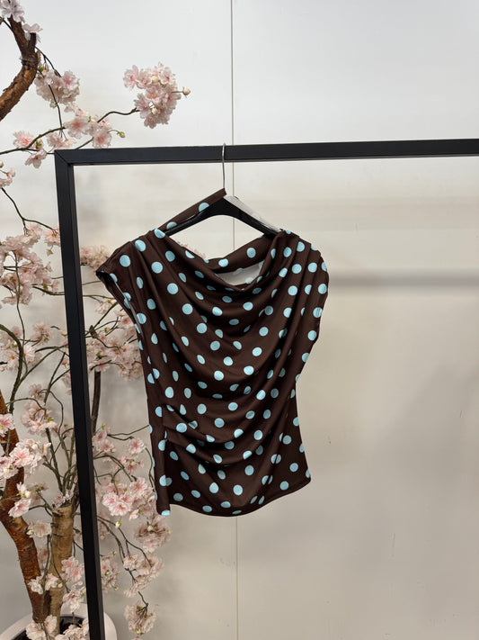 Polka dot top | Brown/blue