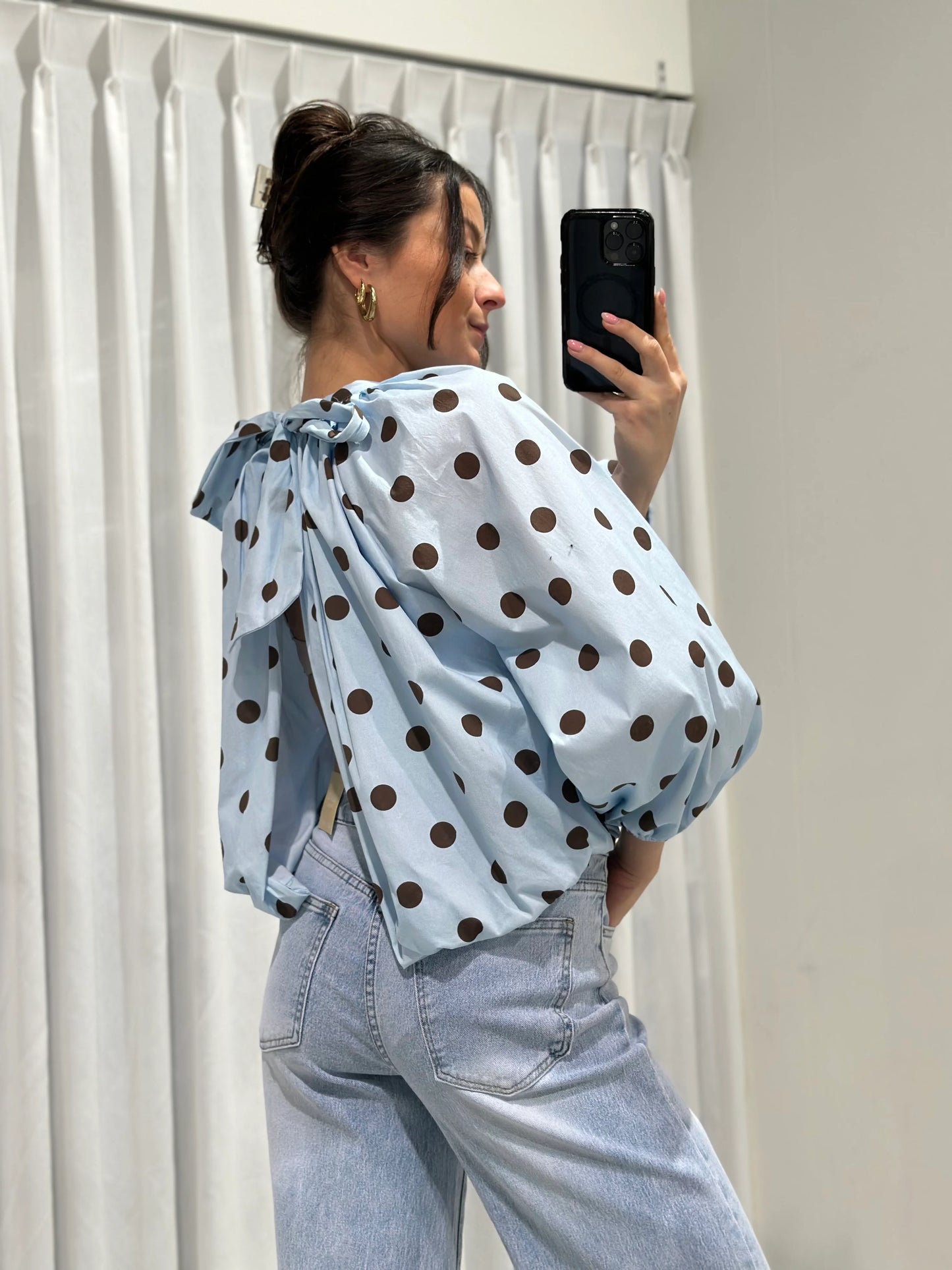Livia Polka top | Blauw