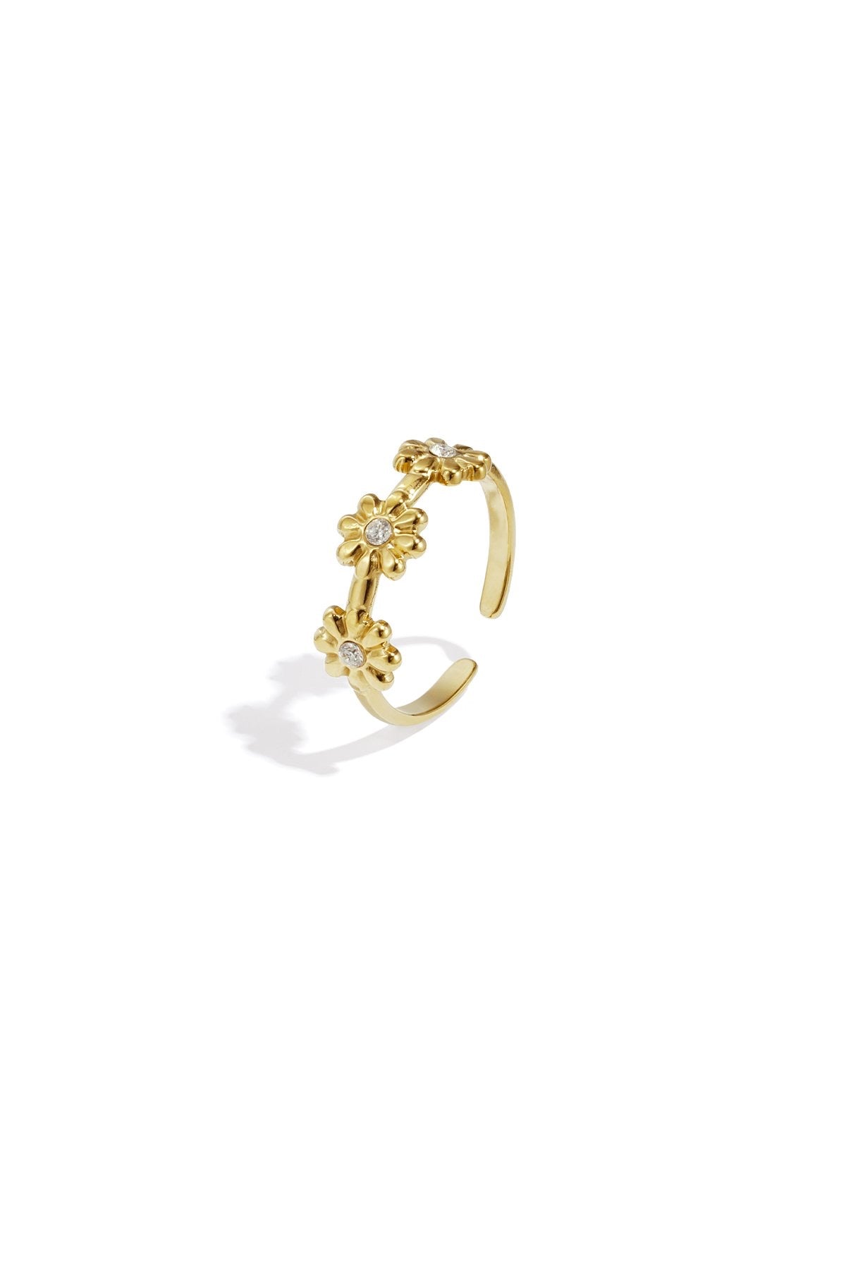 Ring met bloemetjes | Goud