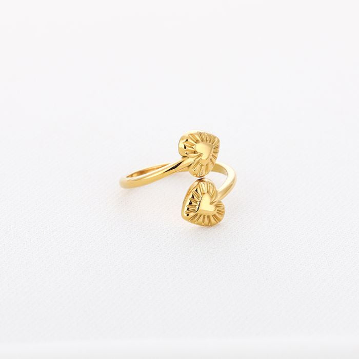 Double Heart Ring | Goud