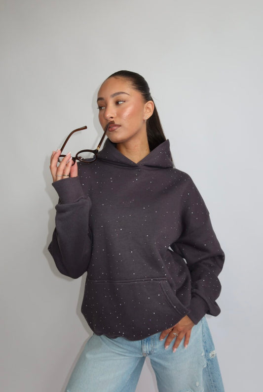 Rhinestone Hoodie - Gray