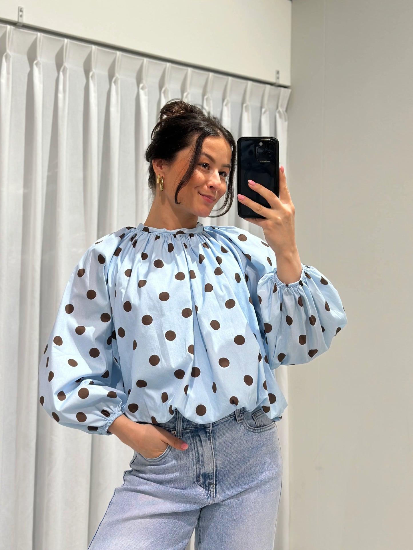 Livia Polka top | Blauw