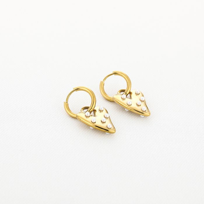 Pearl Heart Oorbellen | Goud