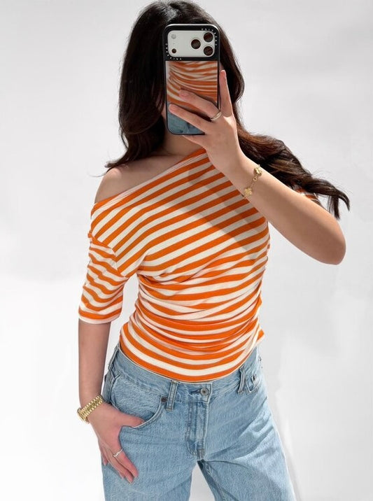 Stripe Top | Oranje Wit