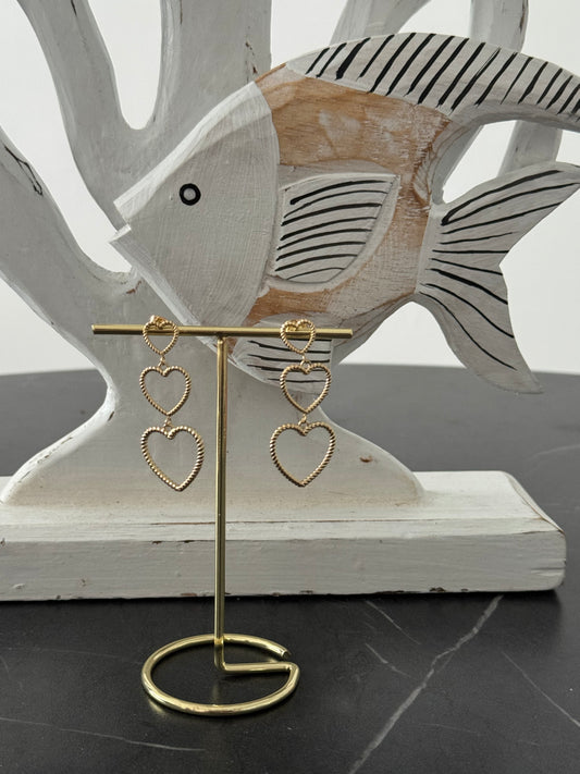 Triple Heart Oorbellen | Goud