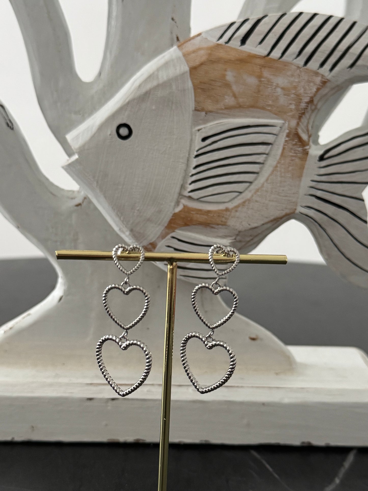 Triple Heart Oorbellen | Zilver