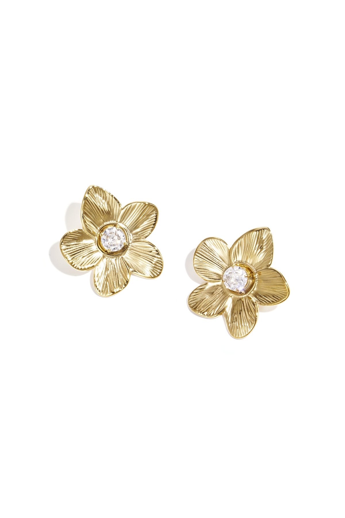 Oorbellen bloem | Goud
