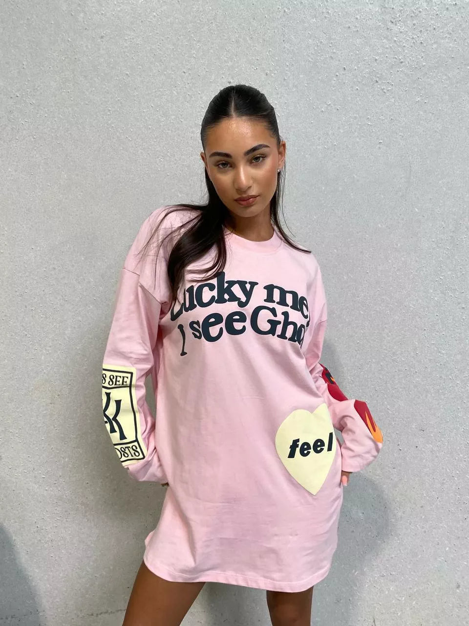 Ghost Oversized T-shirt dress - babypink