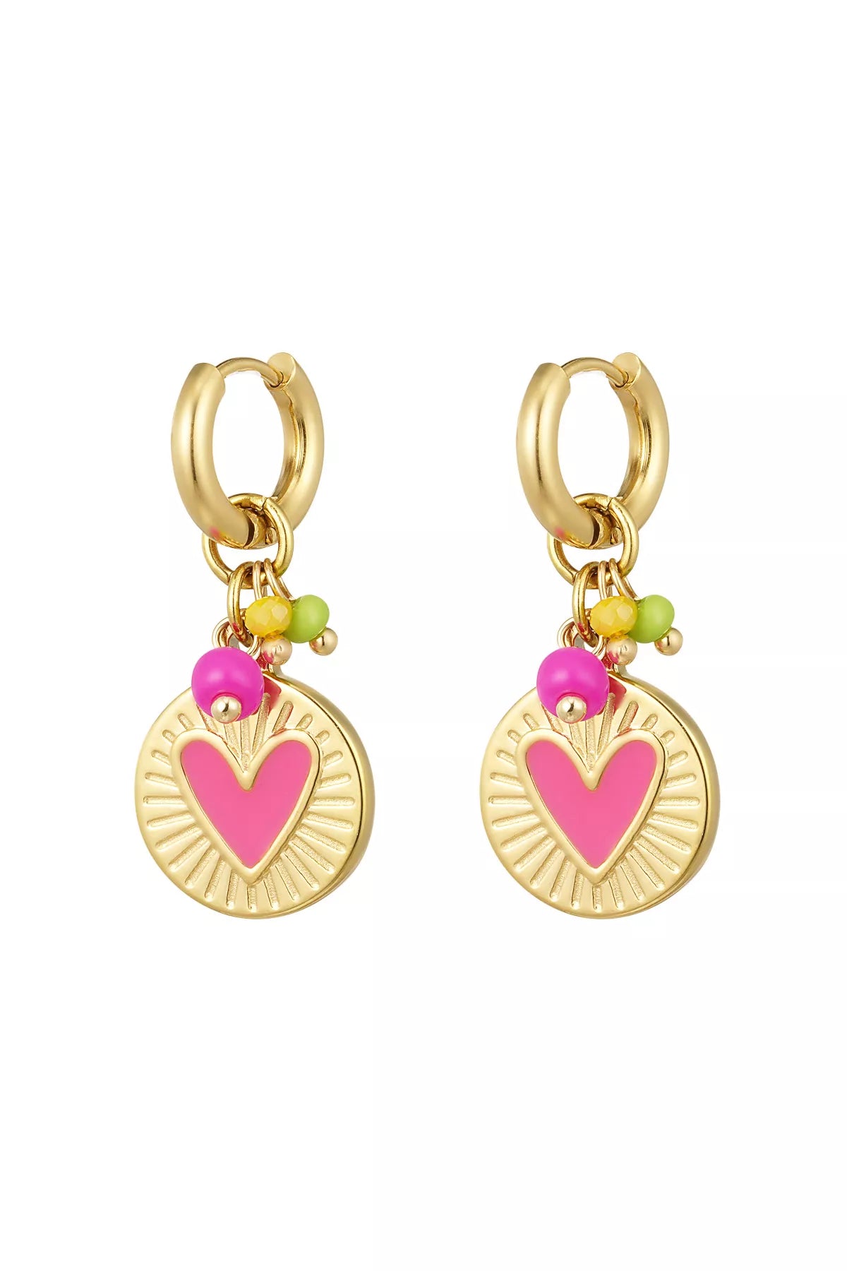 Oorbellen Lucky Coins - Roze/Goud